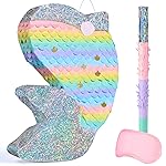 WERNNSAI Dolphin Piata for Girls - Mermaid Princess Birthday Decorations Dolphin Pinata for Kids Under the Sea Girl Party Game Supplies with Blindfold and Bat (12.5 x 16.5 x 3)
