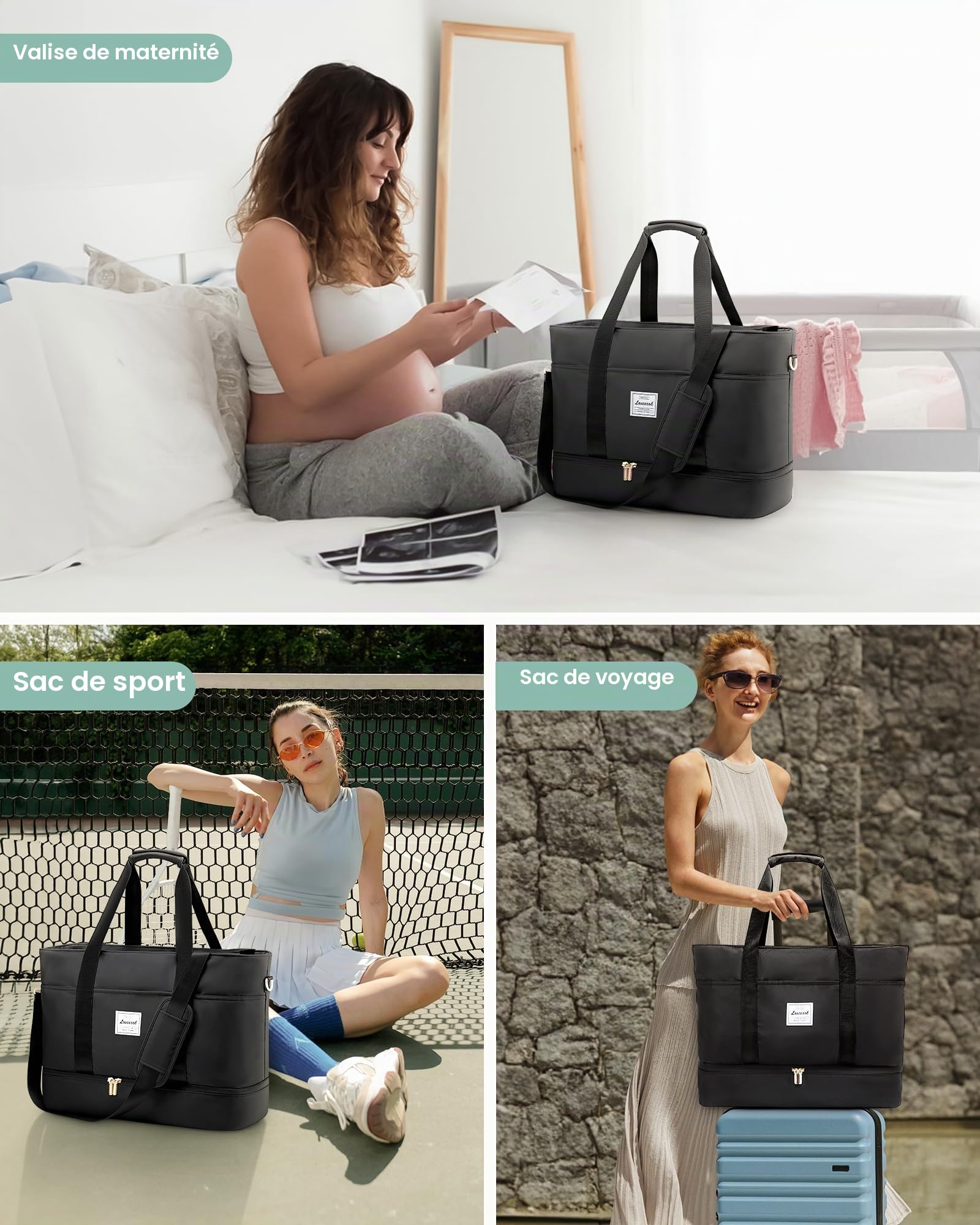 LOVEVOOK Sac de Voyage Femme, Grand Sacs Weekend Bagage à Main Cabine Avion