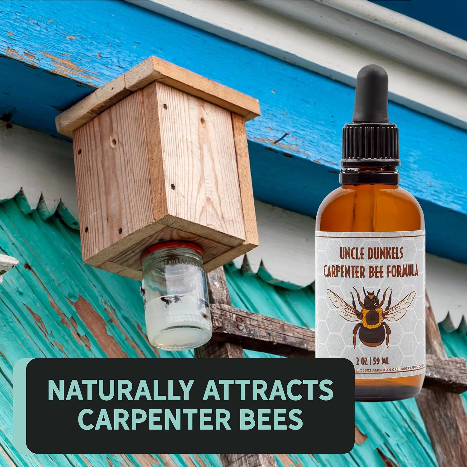 Uncle Dunkels Carpenter Bee Formula: Naturally Scented Pheromone Blend for Outdoor Use, 2oz
