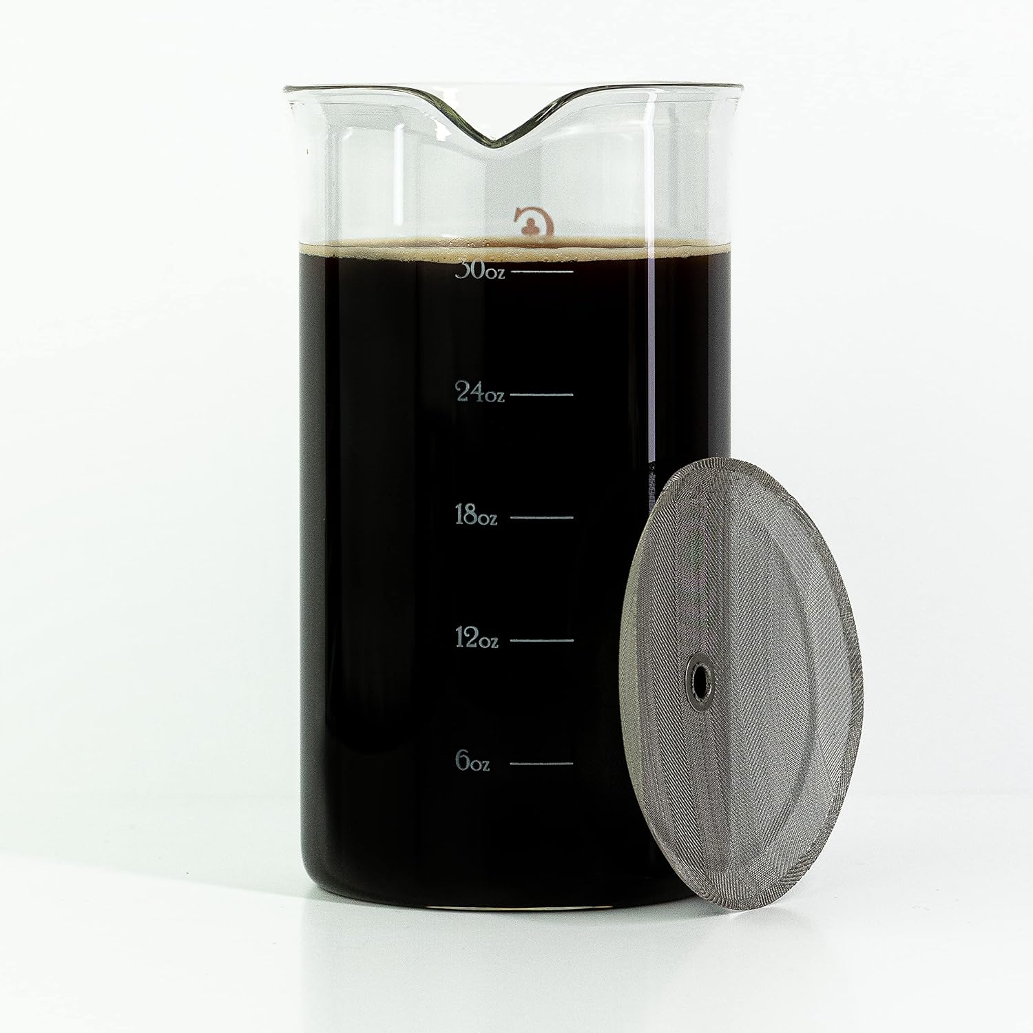 French Press Replacement Glass with Steel Filters by Cafe Crush Club – Fire Hardened Borosilicate Beaker – 34 Ounce | 1 Liter Size with White Measures French Press Replacement Glass with Steel Filters by Cafe Crush Club – Fire Hardened Borosilicate Beaker – 34 Ounce | 1 Liter Size with White Measures
