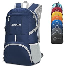 ZOMAKE Lightweight Packable Backpack 35L, Light Foldable Backpacks Water Resistant Collapsible Hiking Bag, Compact Folding Day Pack for Travel Camping(Navy Blue)