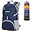 ZOMAKE Lightweight Packable Backpack 35L, Light Foldable Backpacks Water Resistant Collapsible Hiking Bag, Compact Folding Day Pack for Travel Camping(Navy Blue)