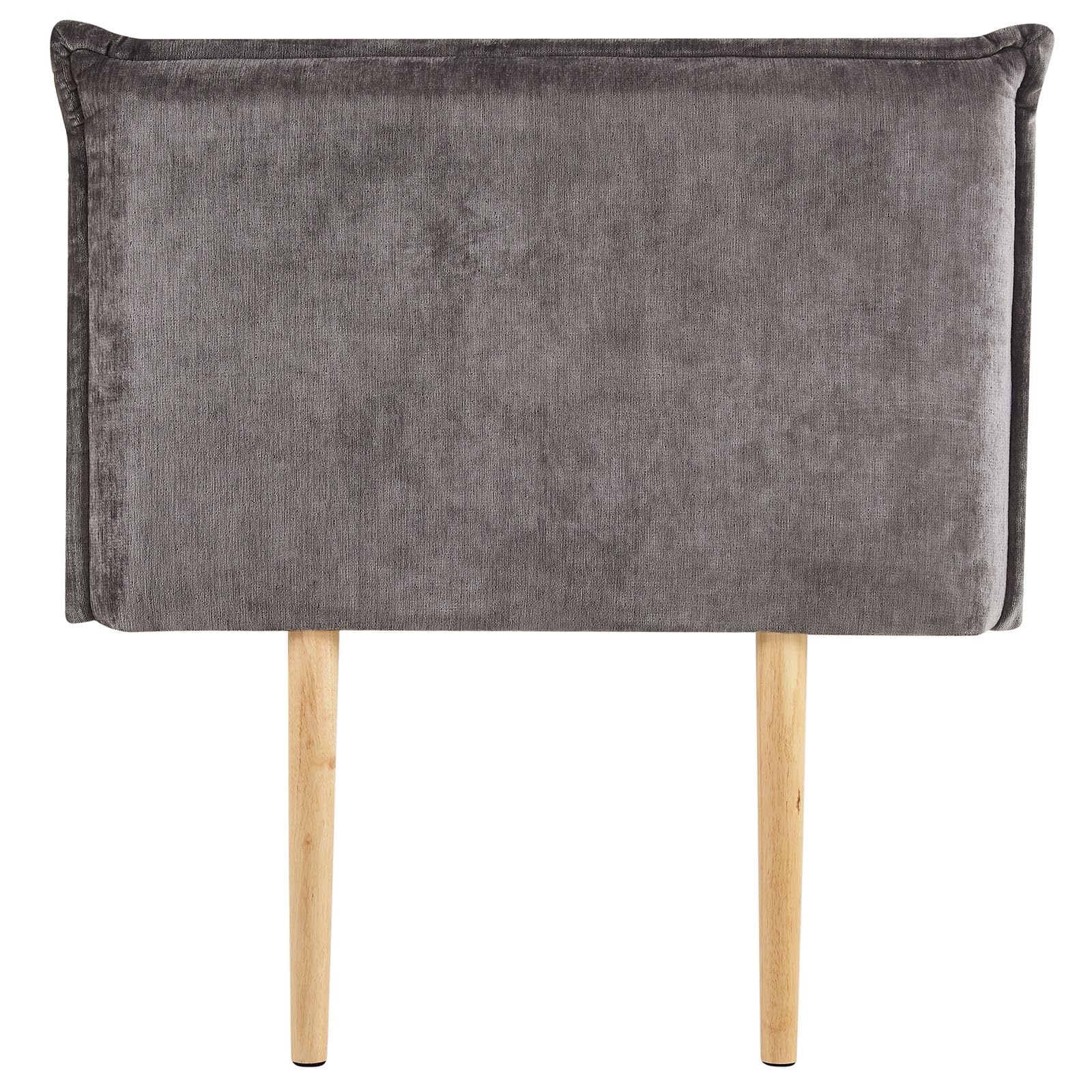 IDIMEX Tête de lit DELMO 90 rembourrée, en Tissu Polyester pour lit 90 cm, sur Pieds en Bois, Gris