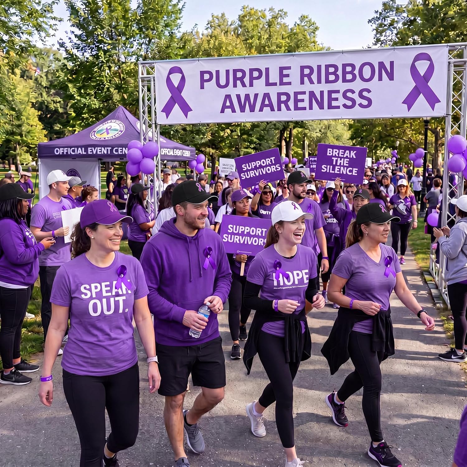 24 Pcs Purple Ribbon Awareness Hat Bulk Alzheimer's Disease