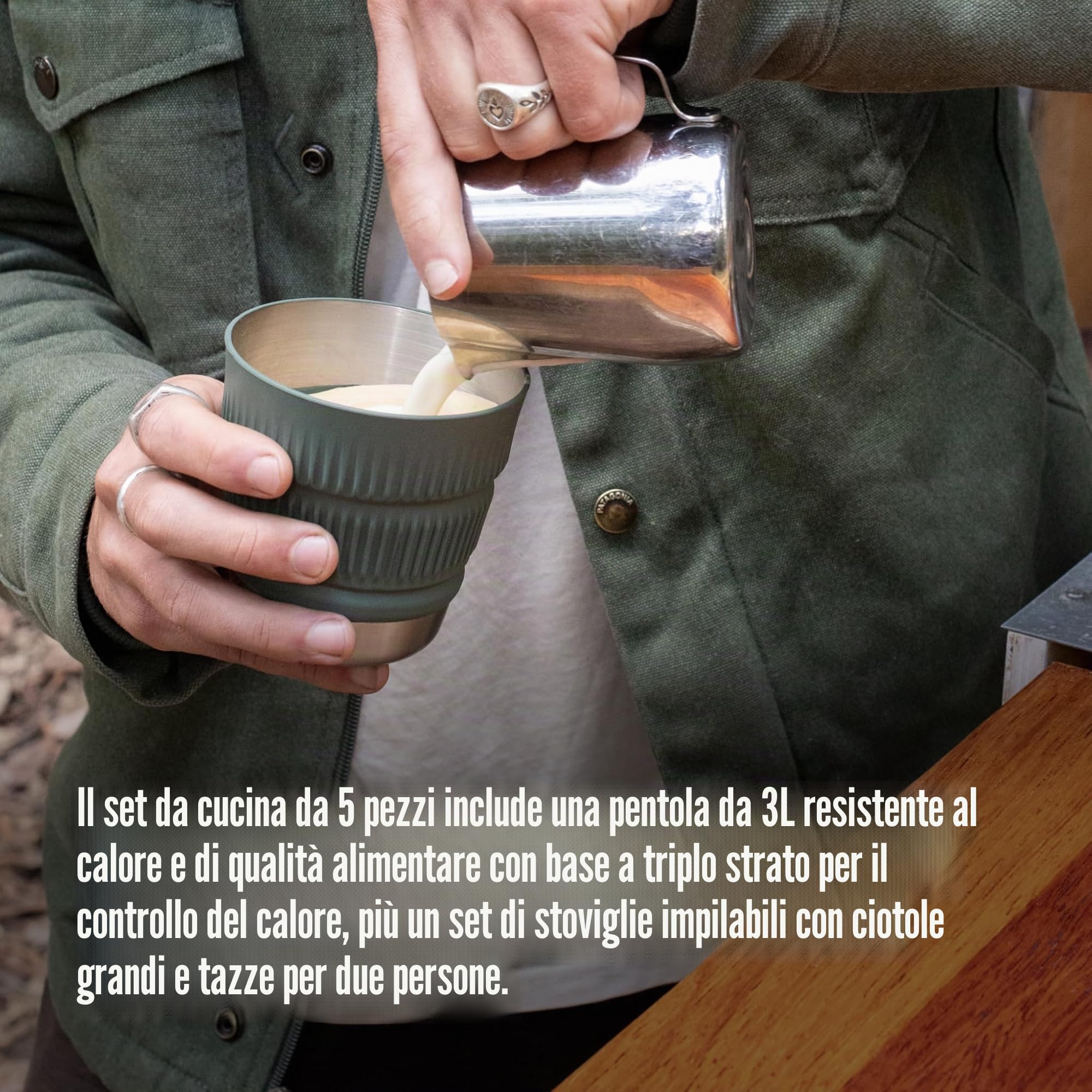 Sea to Summit Detour - Set di pentole in acciaio inox per due (pentola da 3 litri, 2 ciotole grandi, 2 tazze)