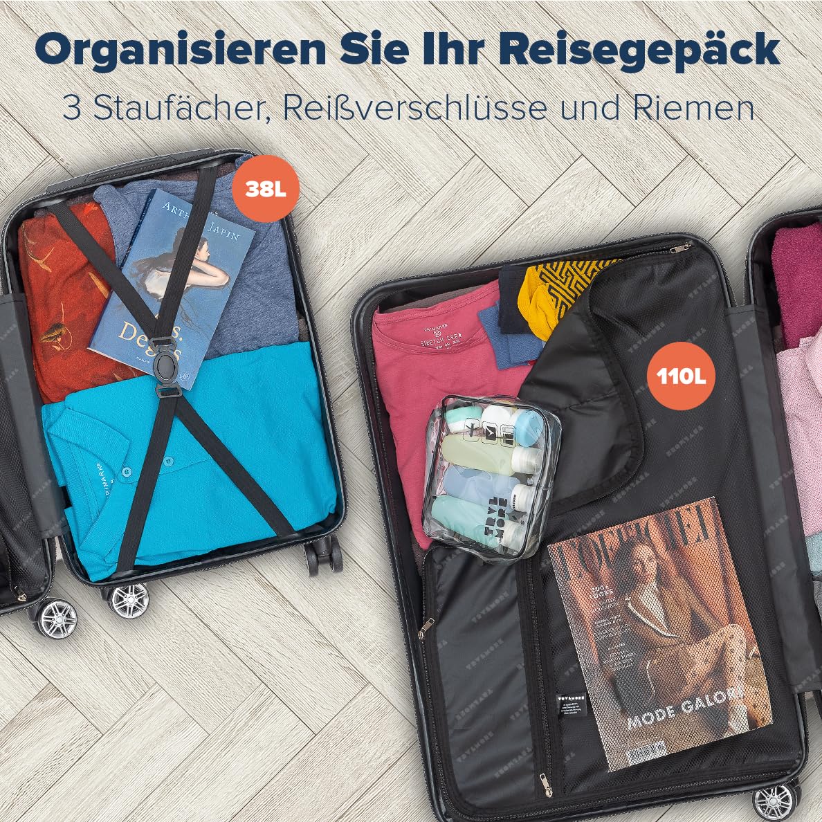 TRVLMORE Koffer Set - Kofferset 2 Teilig - Handgepäck Koffer und Hartschalenkoffer Groß - Reisekoffer mit Rollen Groß - Trolley Handgepäck - Handgepäck Trolley - Luggage - Rosa