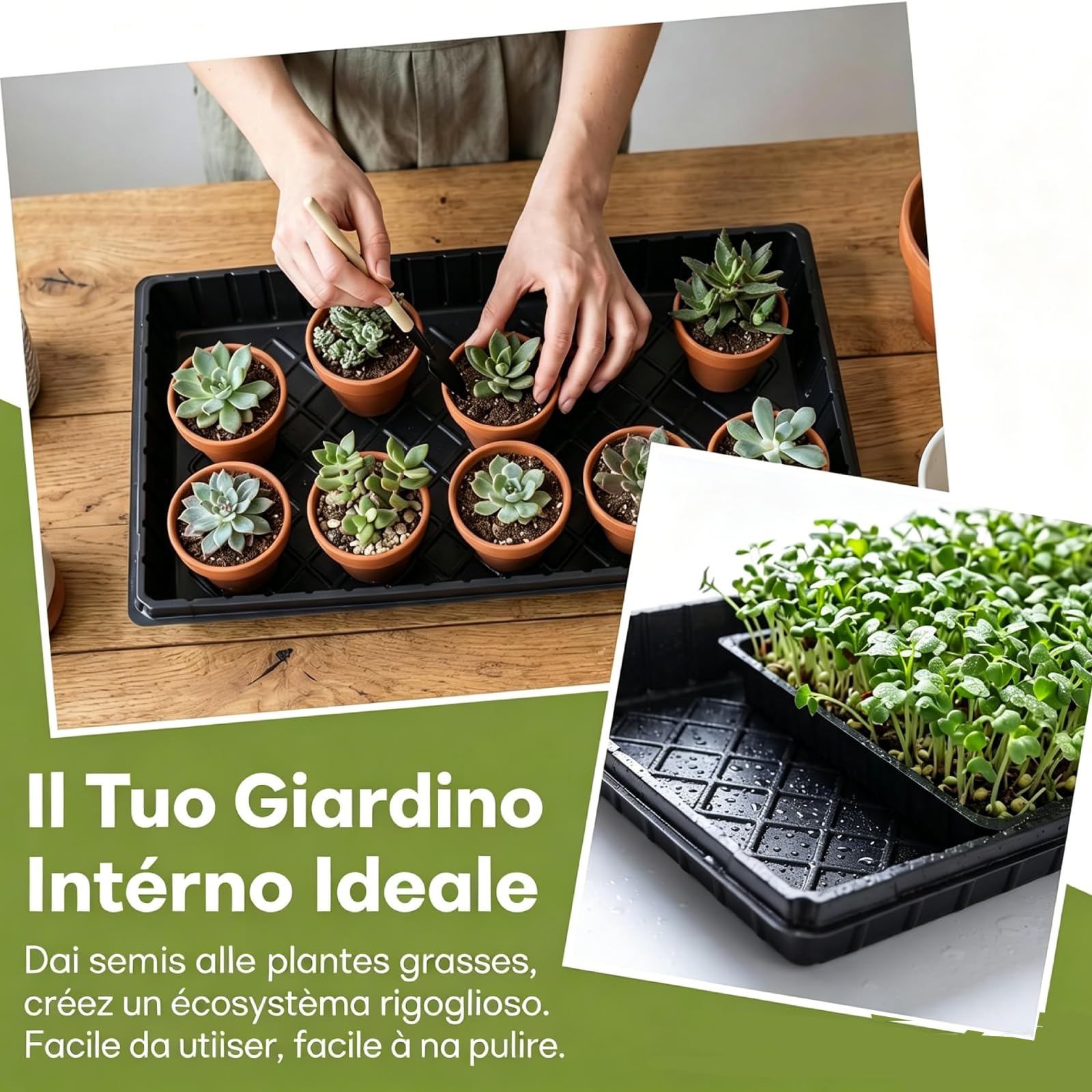 Sharplace 10 Pezzi vassoi per Piantine, Vasetti per Piantine, Semenzaio Germinazione, Vaso per Coltivazione di Piante Facile da Usare, Vassoio per Piantagione per Patio, 54 x 28 Cm, Senza Foro