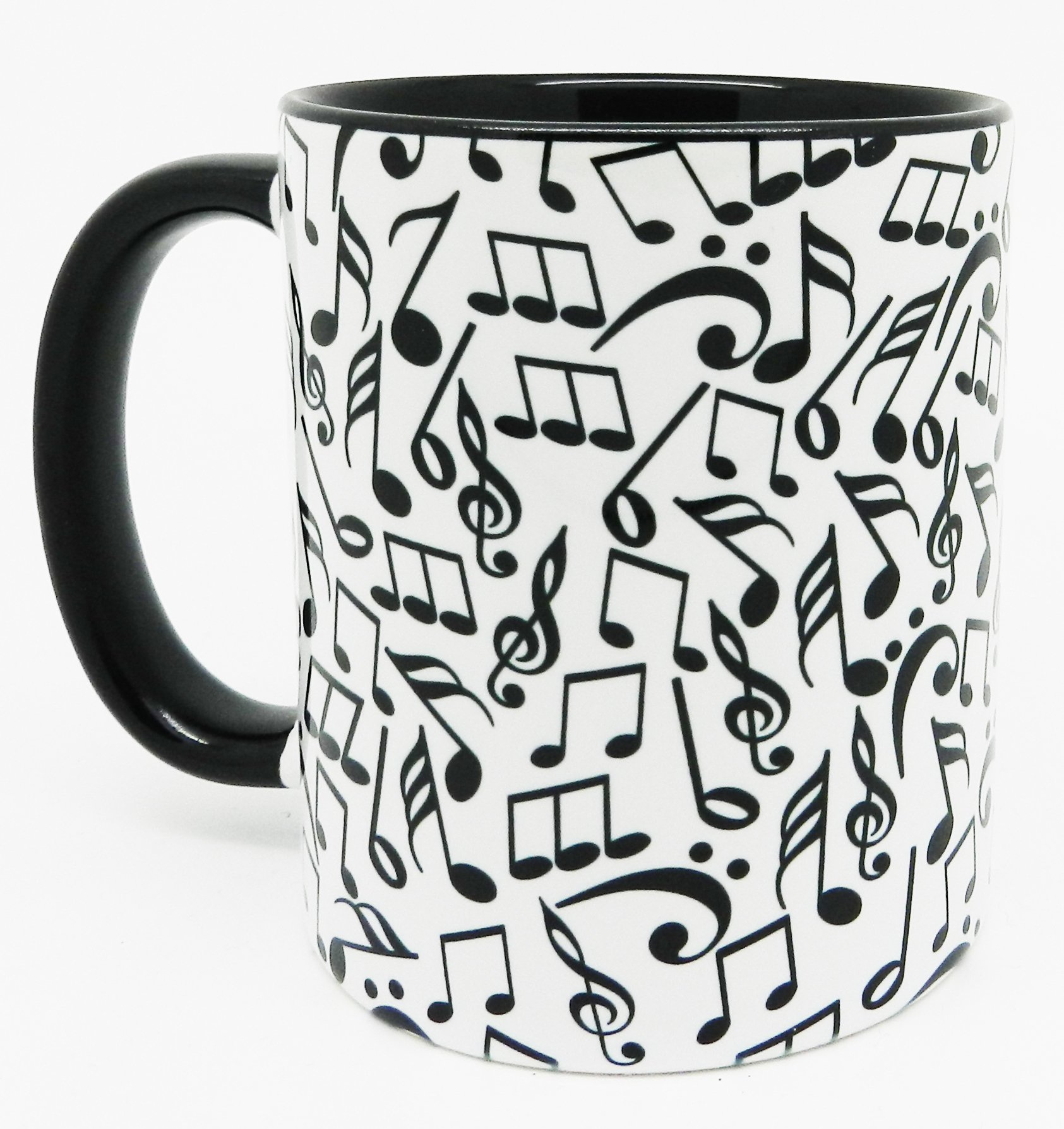 Half A Donkey Black Ltd The Musical Notes Mug With Glazed Handle And Inner, Ceramic, 310Ml (11Oz)