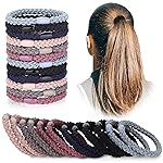 Chuangdi 12 Pieces Cotton Hair Ties Braided Elastic Hair Bands Ropes Braided Ponytail Holders Accessories for Women(Mixed Colors)