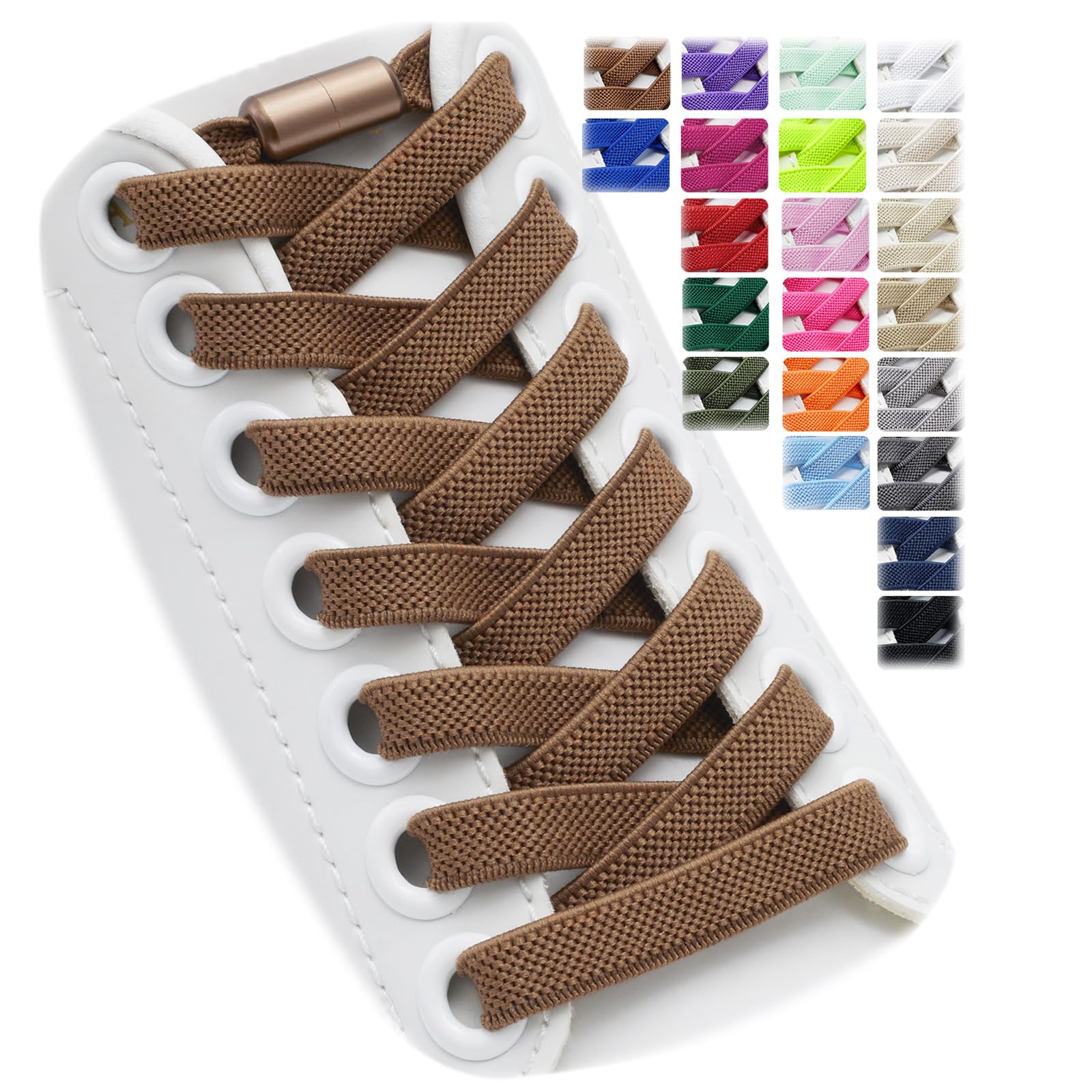 Puzeam 2 Pairs Elastic Laces - Elastic No Tie Shoe Laces for Kids, Adults Sneakers Shoes — view 10