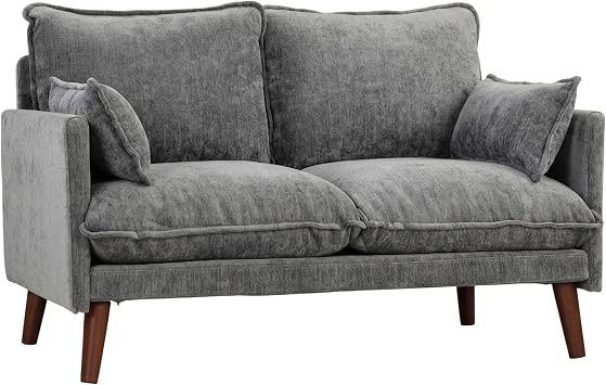 HOMCOM 2 Seater Sofa, 131cm Velvet Small Sofa Loveseat, Grey