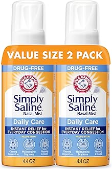Simply Saline Daily Care Nasal Mist 4.4oz, Saline Nasal Spray, Drug-Free, 2-Pack
