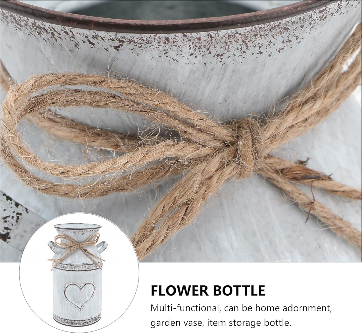 Cabilock Metal Vase Heart Shaped Vintage Watering Can Milk Jug Farmhouse Vase Rustic Floral Arrangement Planter for Decor Indoor and Outdoor Use - Image 3