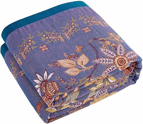 Miniatura 26 de Manta reversible de 100% algodón, ultrasuave, rústica, bohemia, con diseño floral, pájaros y mariposas, decoración con estilo de granja, para todas