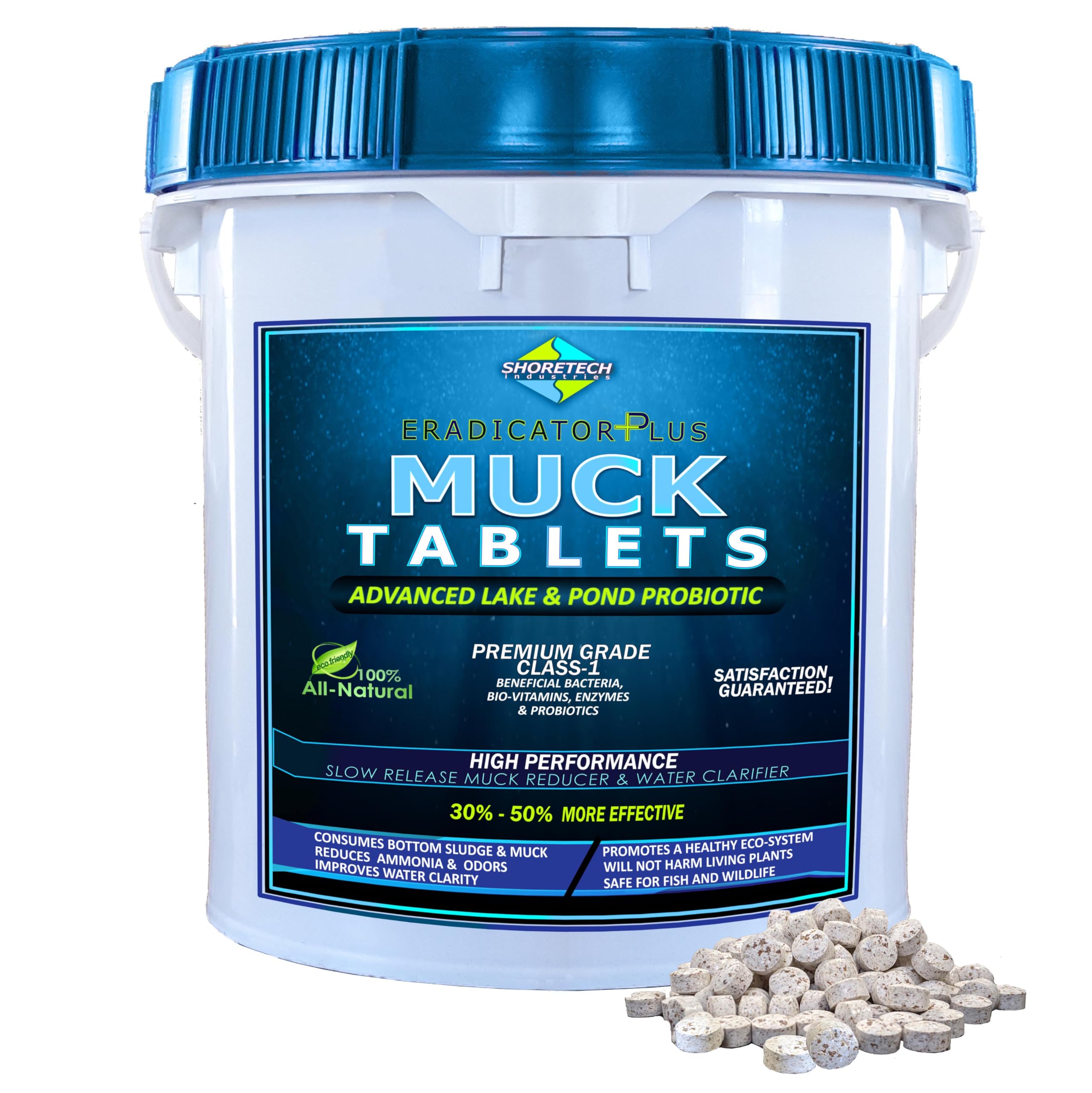 Lake Muck Reducer Tablets - Advanced Lake & Pond Probiotic Water Clarifier for Clearing Muck Away from Pond Bottoms & Lakefronts Enjoy Your Beach (3 lb Bag)