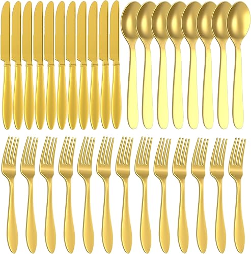 Paquete de 90 cubiertos de plástico dorado  Juego de cubiertos de plástico dorado desechables  40 tenedores de plástico, 40 cucharas de plástico, 10