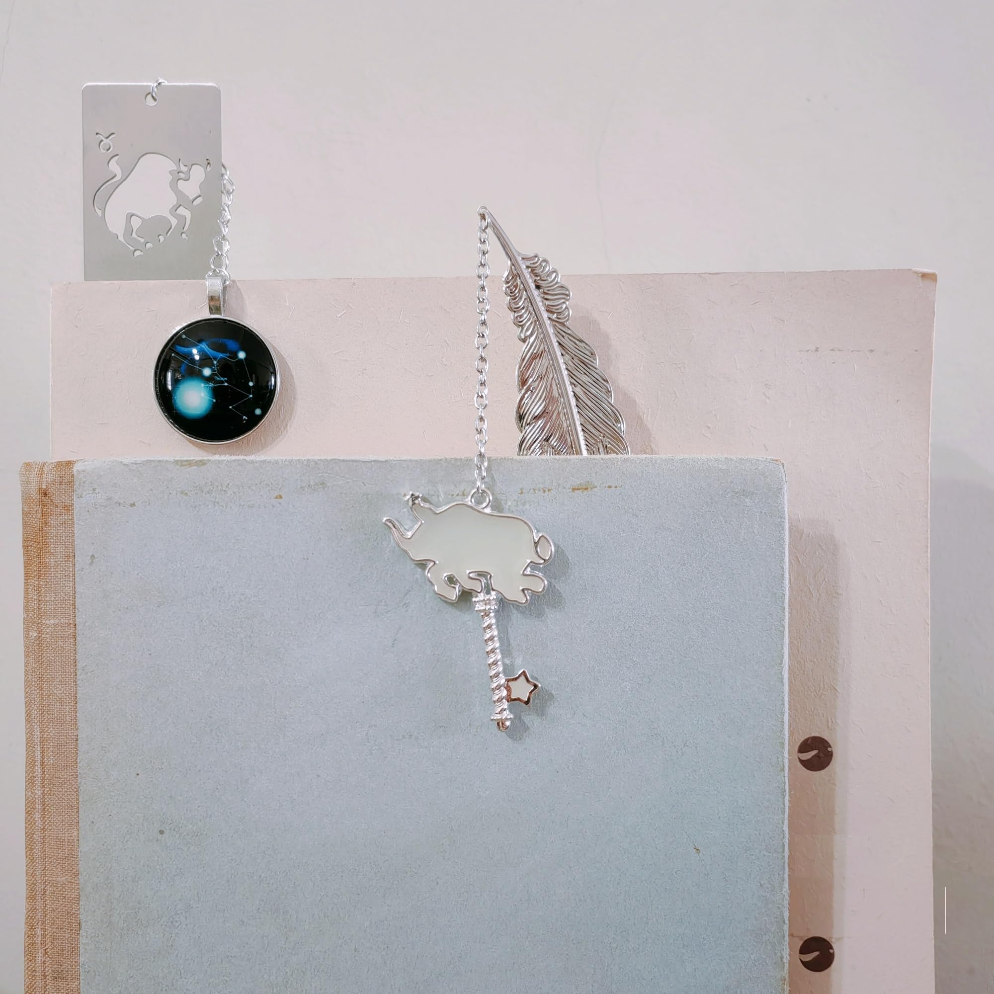 Métal Marque-page Plume En Constellation D'anniversaire, Pendentif Lumineux, Est Un Cadeau