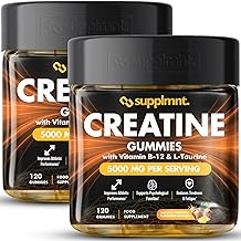 Supplmnt. 2 x Creatine 120 Gummies Max 5000mg for Men & Women Creatine Monohydrate Plus B12 and L-Taurine Chewable Gummies, 2 x 1 Month Supply (Dual Pack, Pineapple)