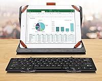 Vista 4 de Aluratek ABLKO4F - Teclado Bluetooth portátil de aluminio de tres pliegues (tamaño completo) con batería recargable incorporada para iPhone