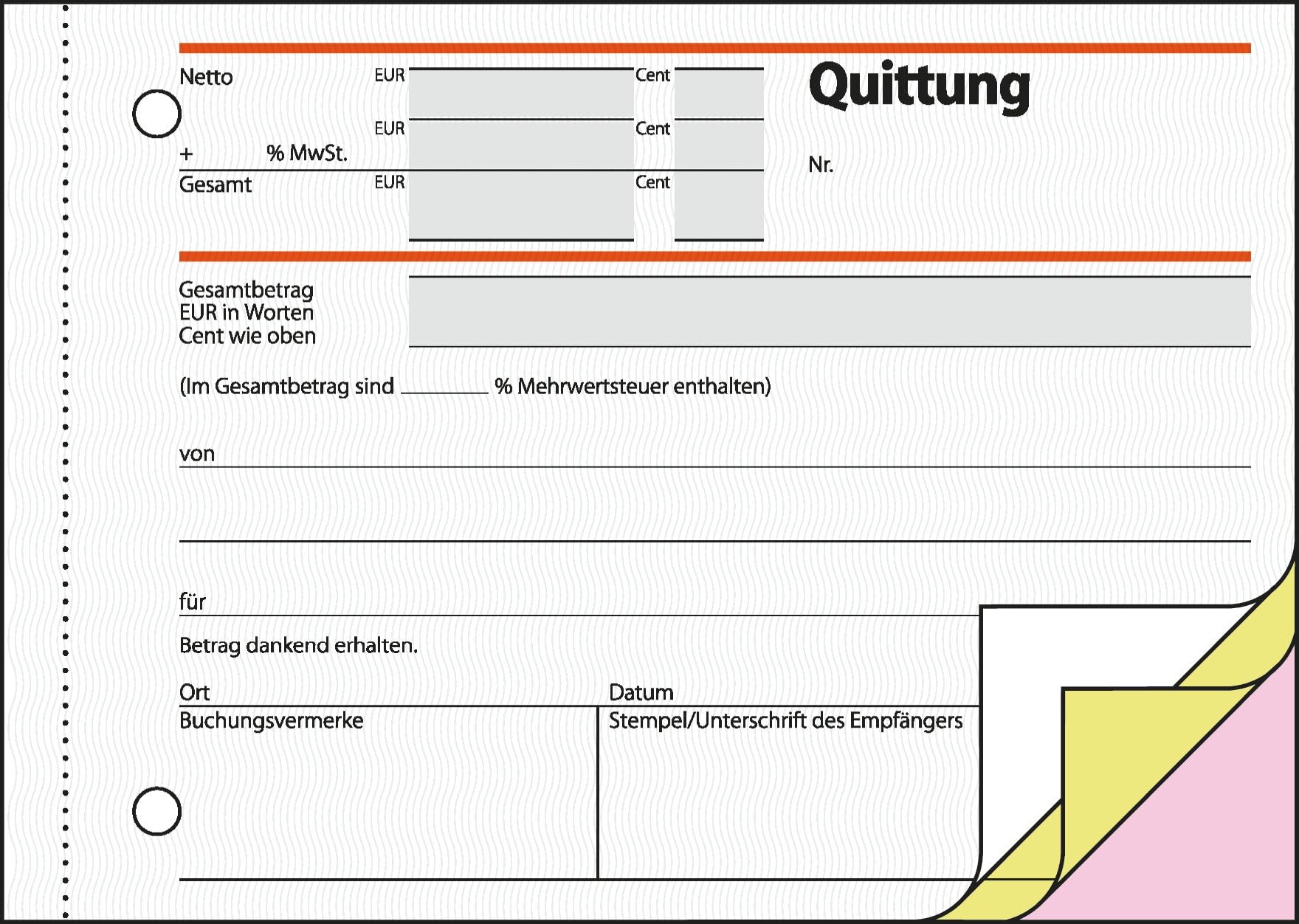 SIGEL SD023/5 Quittungsblock A6 quer, 5 Stück, 3x40 Blatt, selbstdurchschreibend, mikroperforiert, aus nachhaltigem Papier