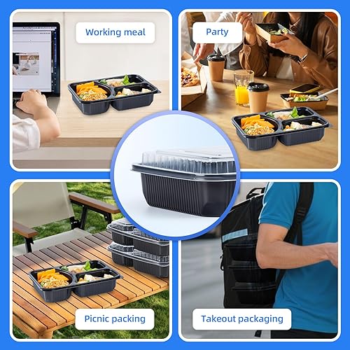 Miniatura 124 de YANGRUI Recipientes de plástico de 6 pulgadas, 17 onzas, paquete de 55 unidades – tapa reutilizable Crystal View anti niebla sin BPA PP Clamshell