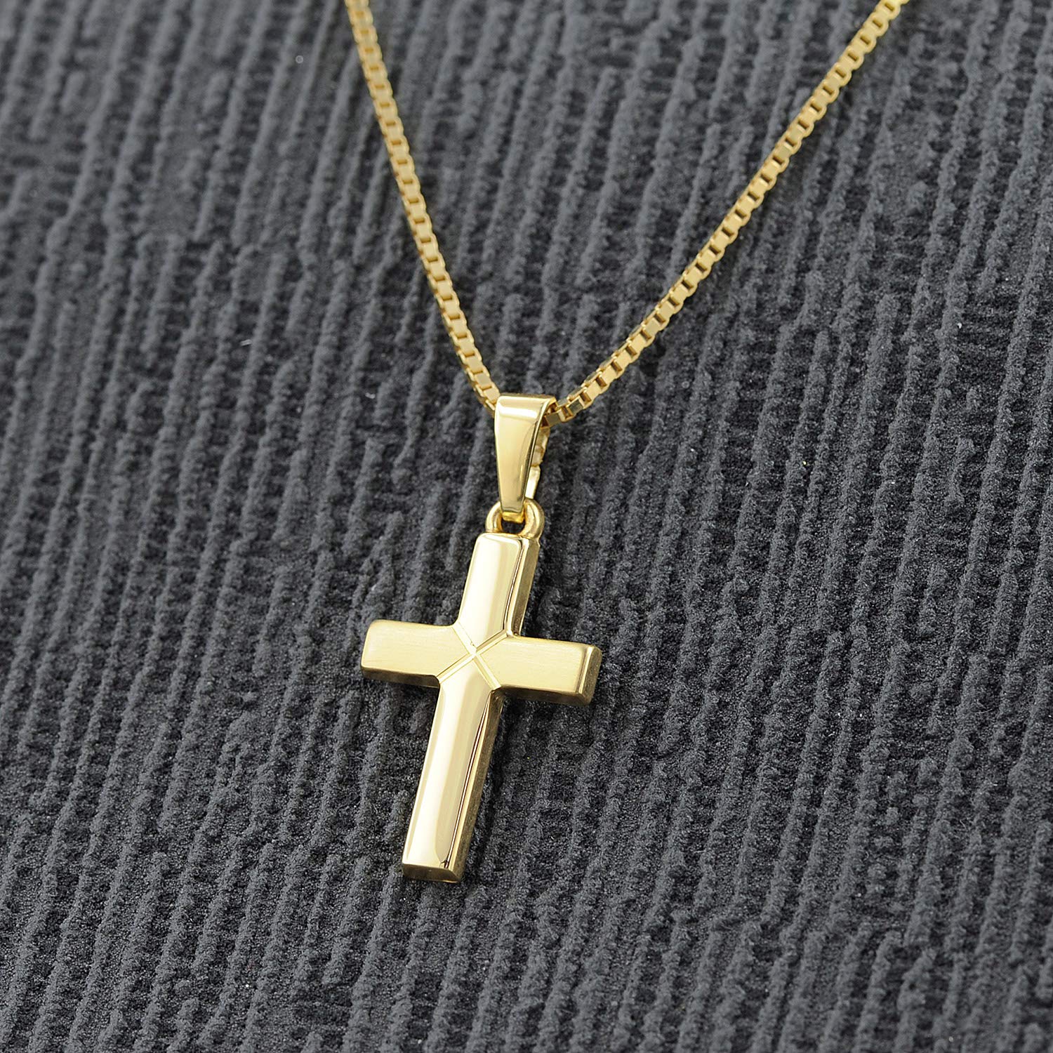 trendor Kreuz-Anhänger für Kinder Gold 333 mit goldplattierter Halskette