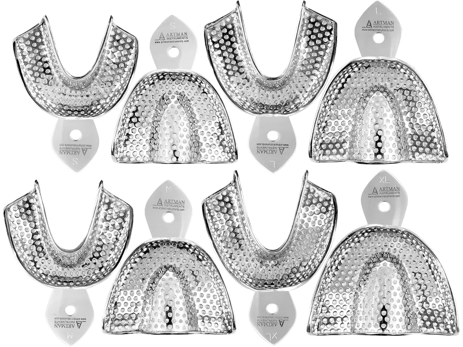Dental Impression trays 8 small medium large and extra large pairs