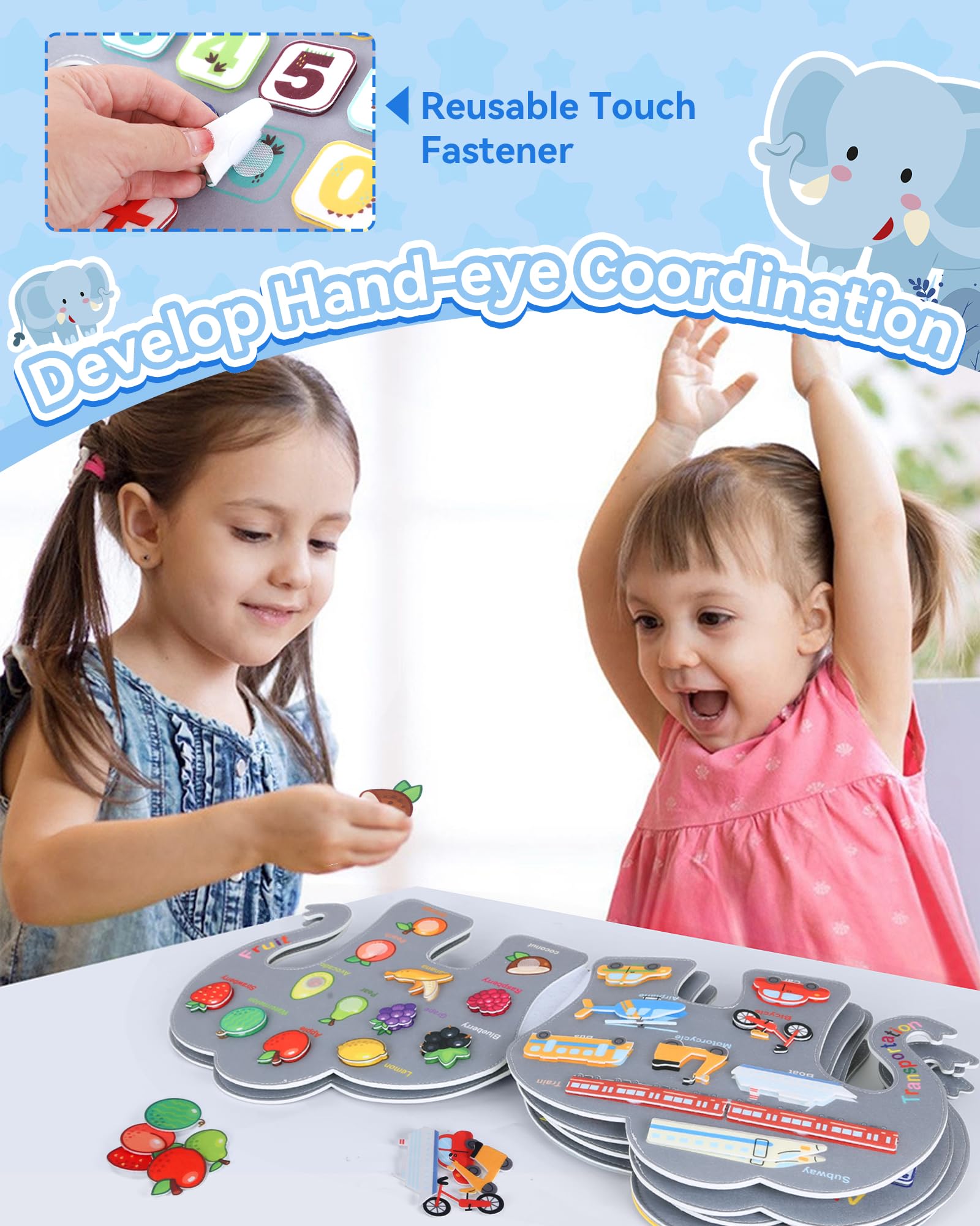 Heypappy Busy Board,12 in 1 Montessori Busy Board Feltro,Montessori Didattici Libro Sensoriale Educativo, Giocattolo per Abilità Motorie con Cintura Zaino Regalo Bambino Compleanno Natale