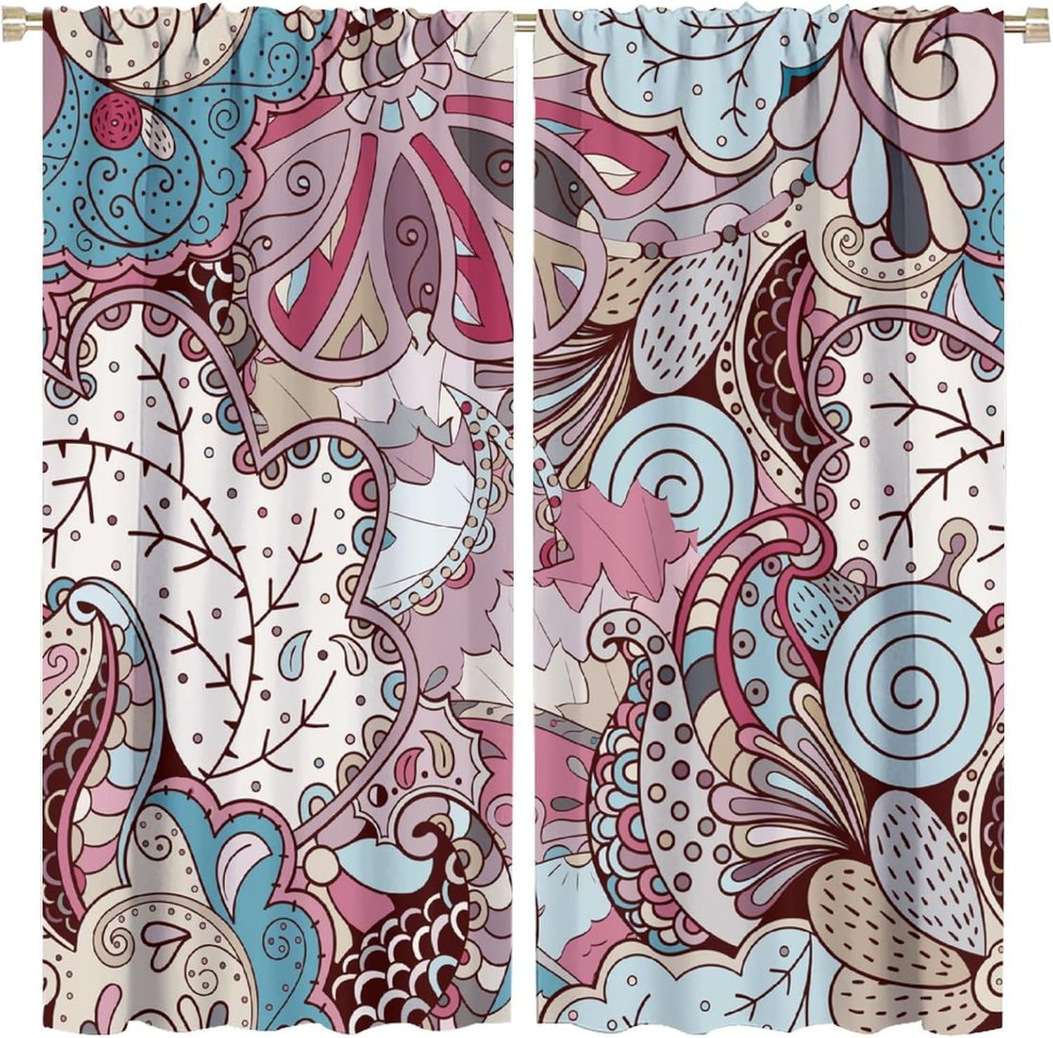 3D Super Soft Kids Blackout Curtains 2Pcs Retro Flowers Bedroom Thermal Insulated Blockout Ring Top Eyelet Room Darkning Curtains For Living Room/Home Office 170(W) X 200(H) Cm 9426352162097