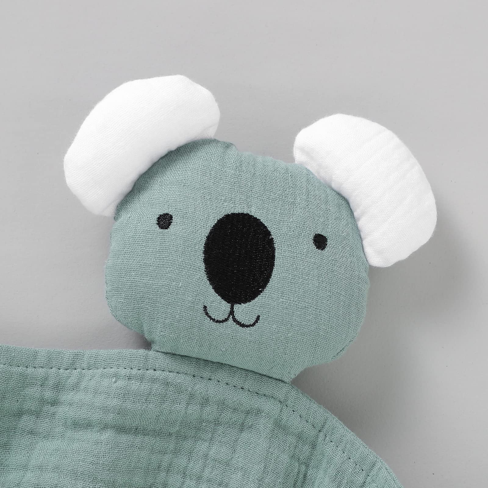 LAWKUL Baby Security Blanket Newborn Muslin Organic Cotton Babe Comforts Soft Infant Lovey for Boy Girl 40x40cm Koala Green - Image 3