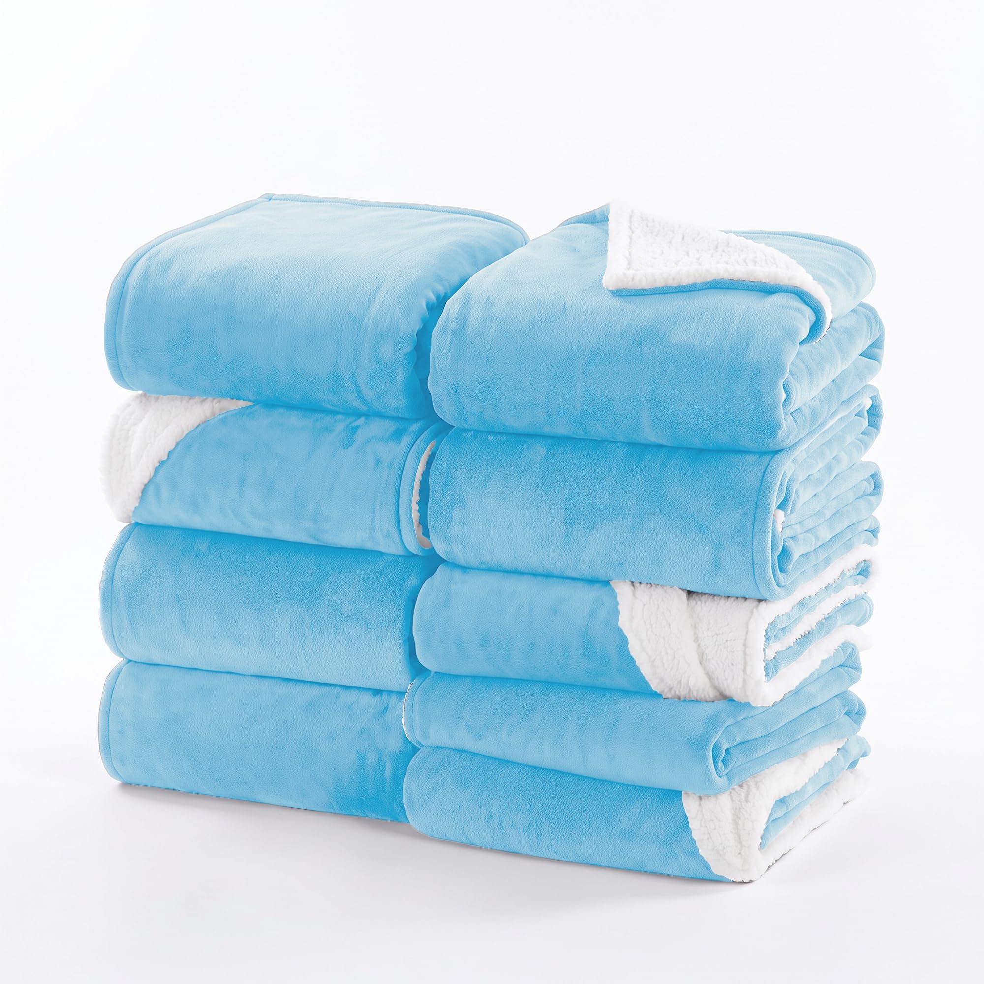 IR Imperial Rooms 9 Pack Bulk Queen Sherpa Blankets 90x90 Light Blue