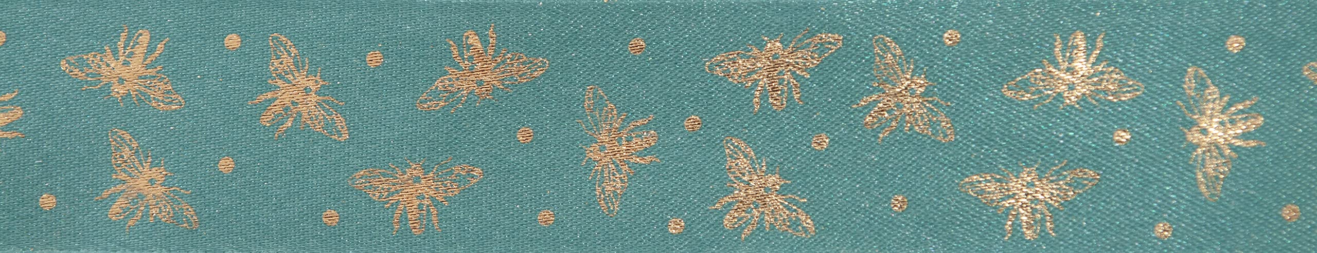 Berisfords Polyester Ribbon, Petrol/Gold, 15mm x 20m