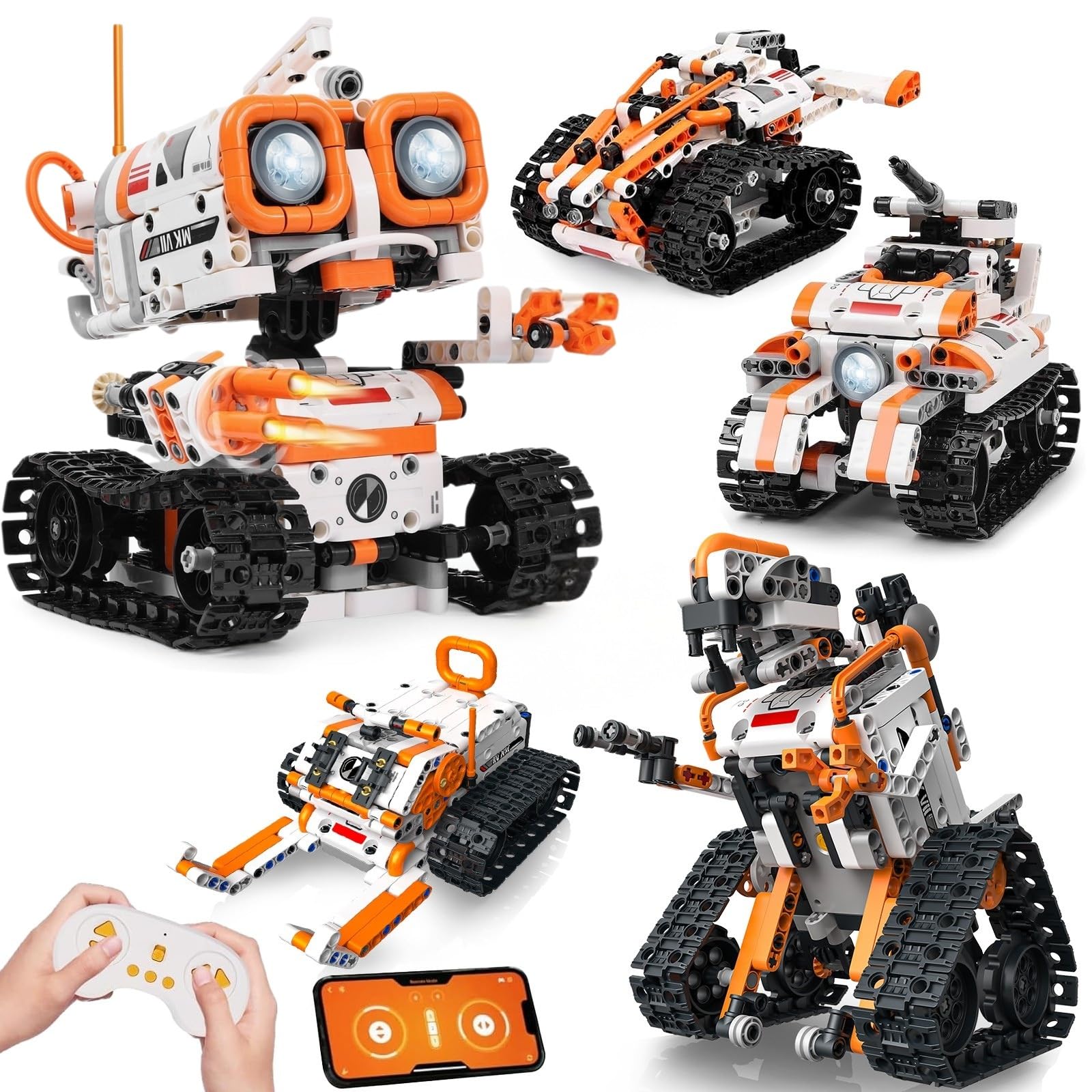 STEM Robotics Kit for Kids Ages 8-12 8-14+, 5-in-1 Remote/APP Control Coding Robot, Educational Engineering Building Toys with Programming, Science Projects Great Gift for Boys & Teens