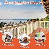 Vista 4 de Barandilla Guard de 10 pies de largo x 2.6 pies de alto, red de seguridad para cubierta a prueba de bebés, red de malla de balcón, malla de riel