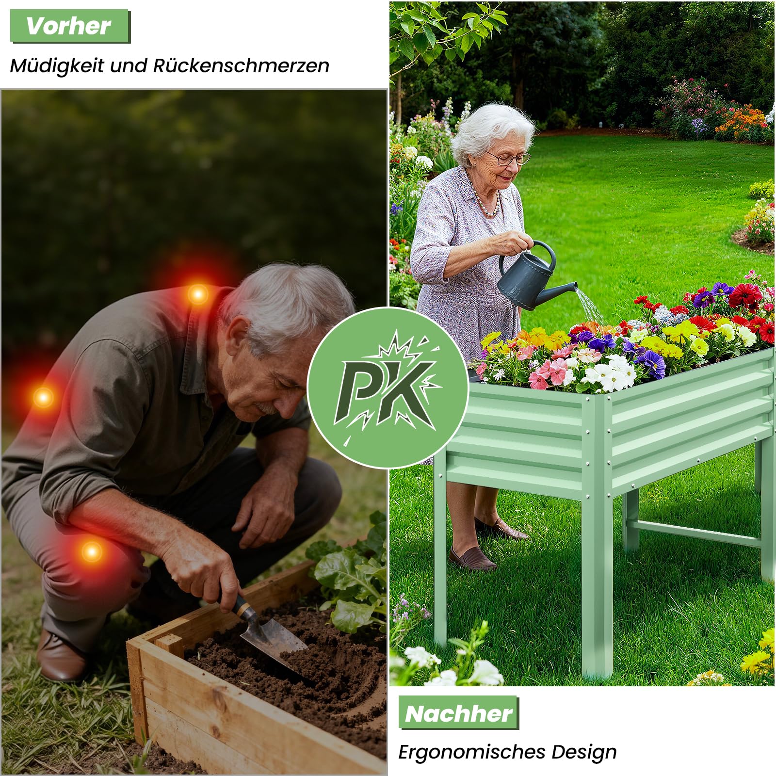 Hochbeet aus Metall, Verzinkter Stahl Rostfrei, 226x60x80 cm Hochbeet für Garten, Terrasse & Balkon, Pflanzkasten für Gemüse, Kräuter und Blumen, Langlebiges Pflanzbeet