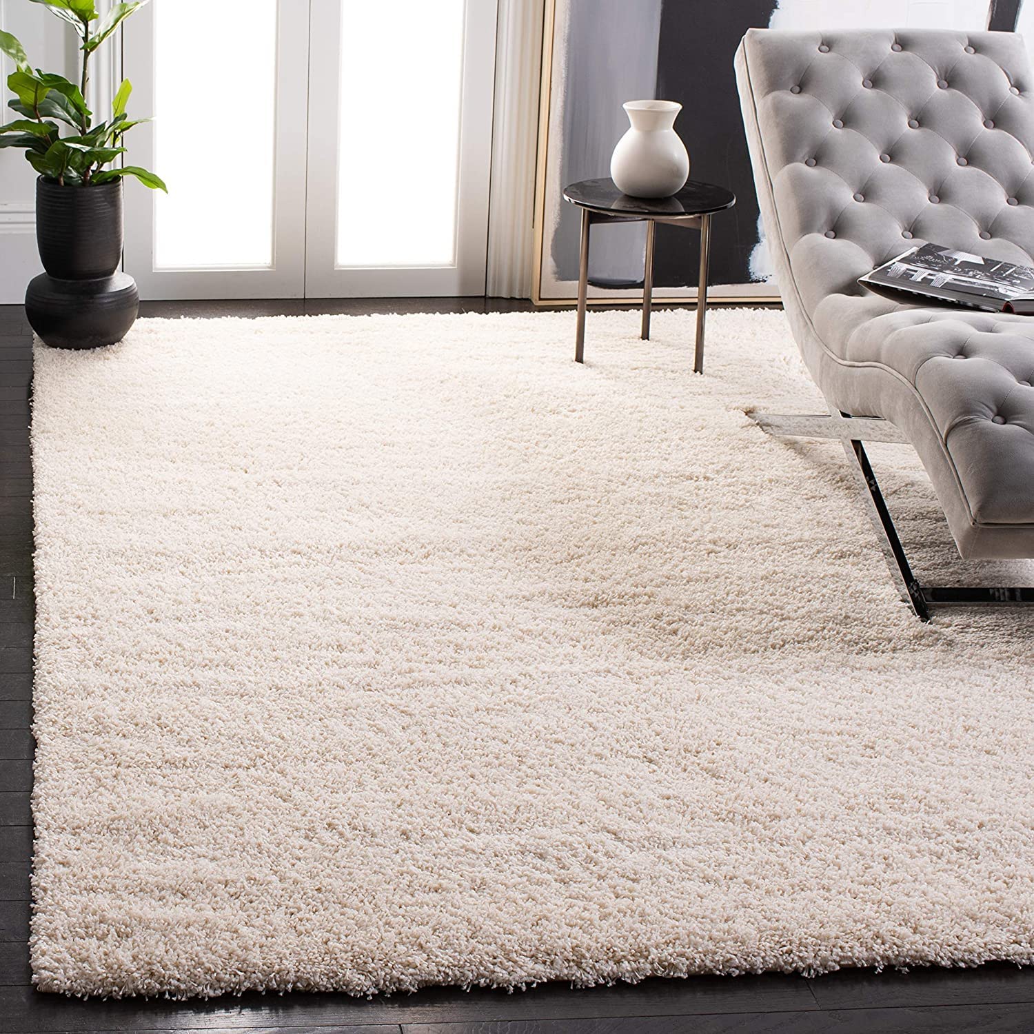 AROMICK Modern Polyester Anti Slip Shaggy Fluffy Rug and Carpet for Living Room, Bedroom & Dining Room (6 x 8 Feet, Ivory)-image-34