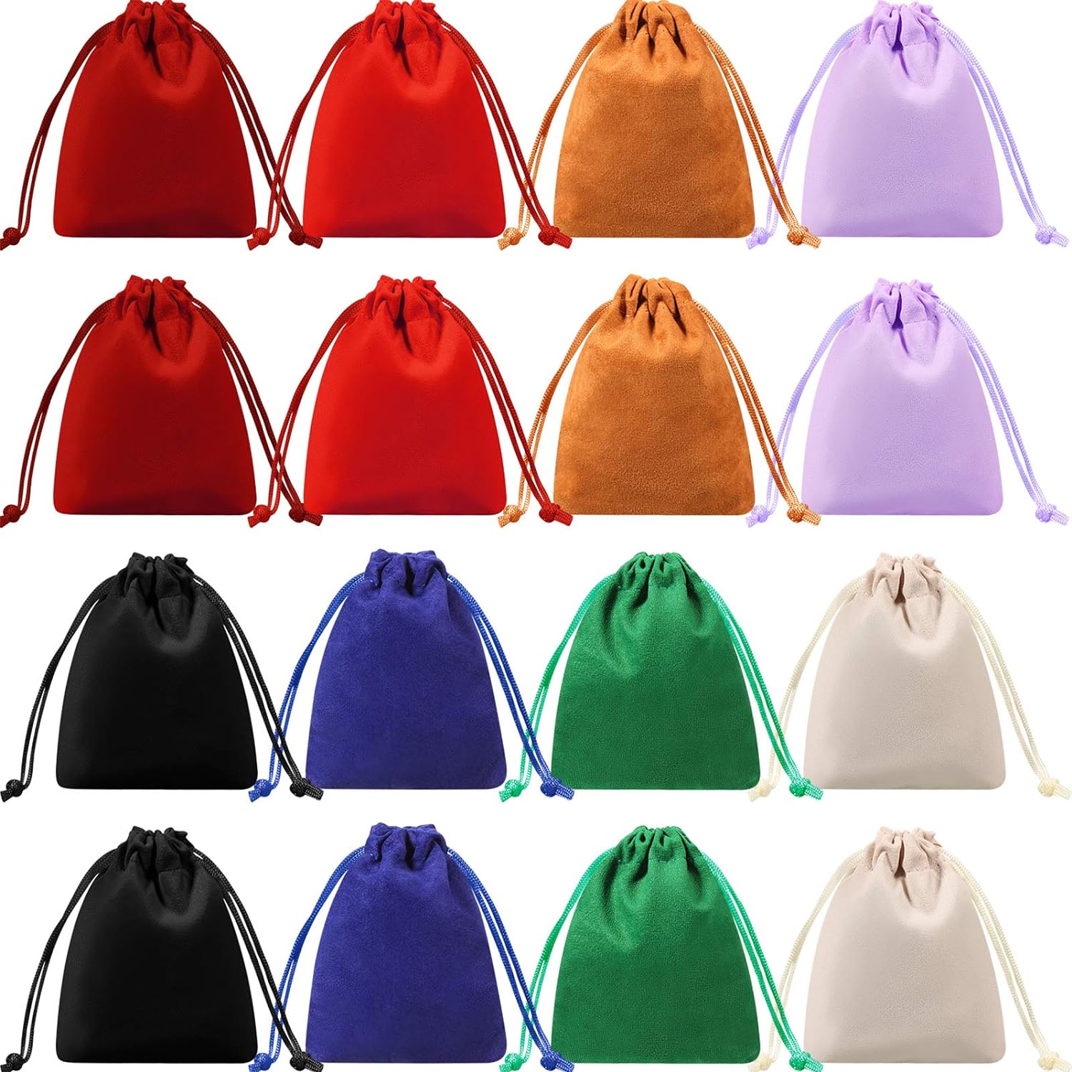 16 Pieces Mini Dice Bags Velvet Drawstring Bag 4.1 x 3.3