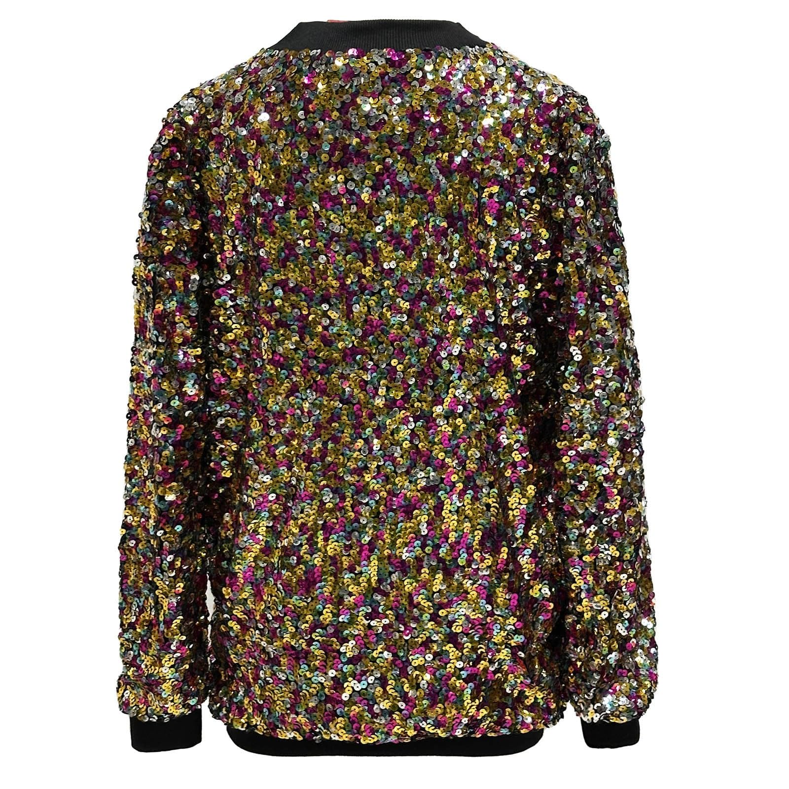 Pailletten Jacke Damen Glitzer Jacke, Damen Pailletten Open Front Blazer Langarm Glitzer Sakko Disco Outfit Blazer Langarm Sparkle Open Front Schalkragen Cardigan
