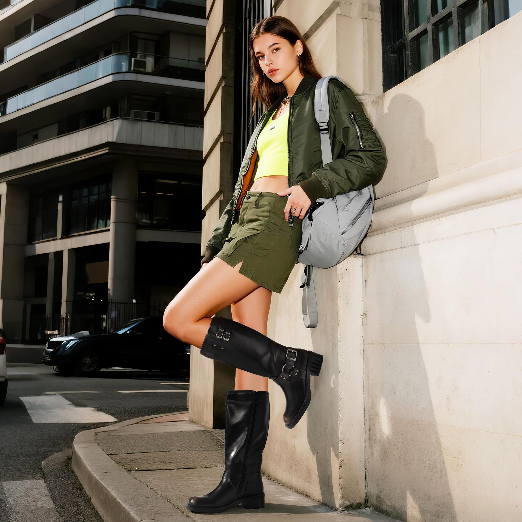 DREAM PAIRS Botas altas hasta la rodilla para mujer, cómodas botas de equitación de ante con tacón grueso y puntera puntiaguda, cremallera lateral, SDKB2412W