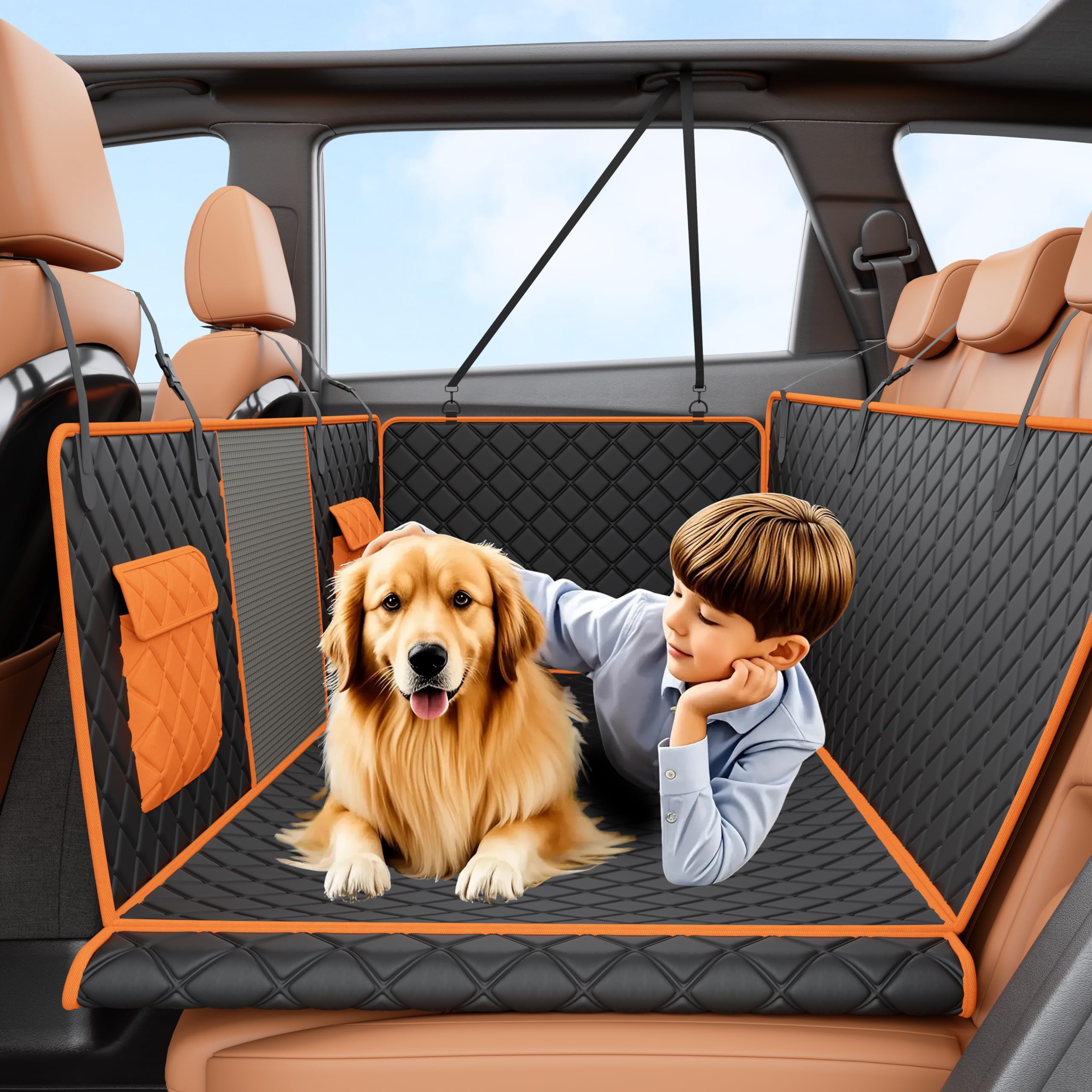 Amazon.com: ZOMISIA Dog Car Seat Cover for Back Seat - Hard Bottom ...