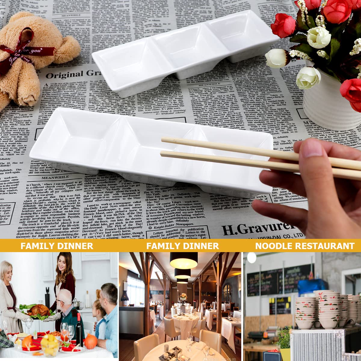 Amazon.co.jp: DOERDO ホワイトセラミックサービングプラッター 2個 3