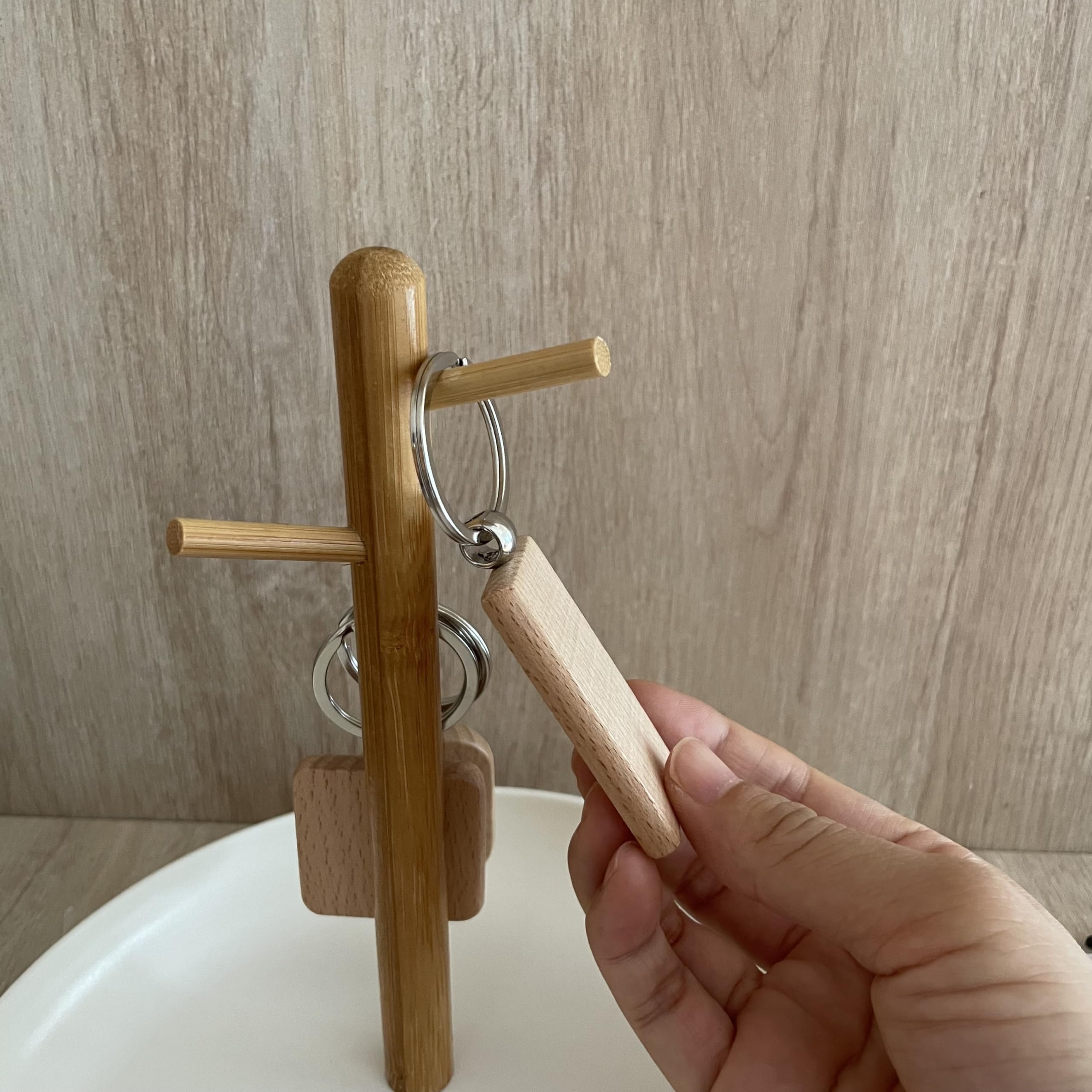 25 Portachiavi Rettangolari In Legno Vuoti Fai Da Te – Blank In Faggio 4,5x3 Cm Con Anello Metallico, Per Pirografia E Pittura