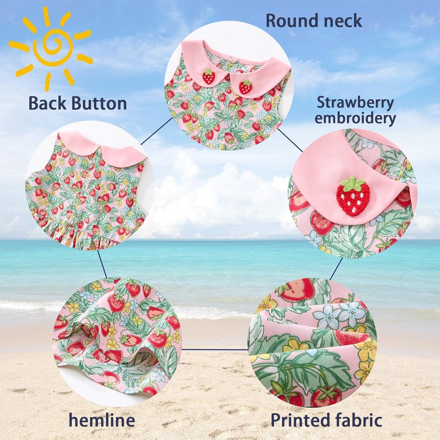 Little Bitty Strawberry Dresses Toddler Girls Cotton Sleeveless Casual Beach Summer Sundress Swing Princess Dress Size 2-6T - Image 7