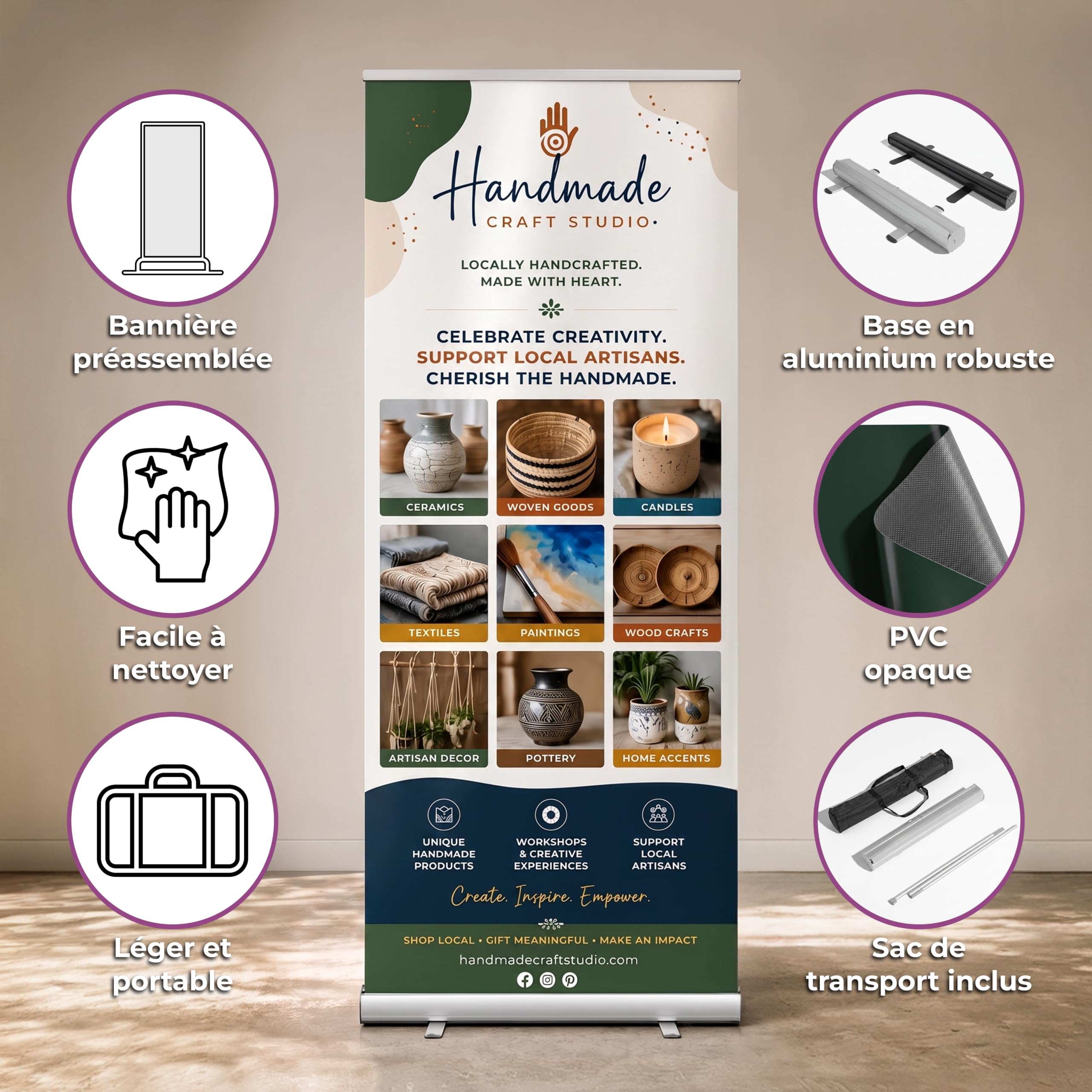 Cimpress Bannière Roll Up Personnalisée, 85 x 206 cm, Cassette Standard