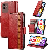 Vista 283 de Funda para Honor X7, Funda para Honor Play 30+ Plus Funda de piel sintética con ranuras para tarjetas Funda con soporte abatible Rojo
