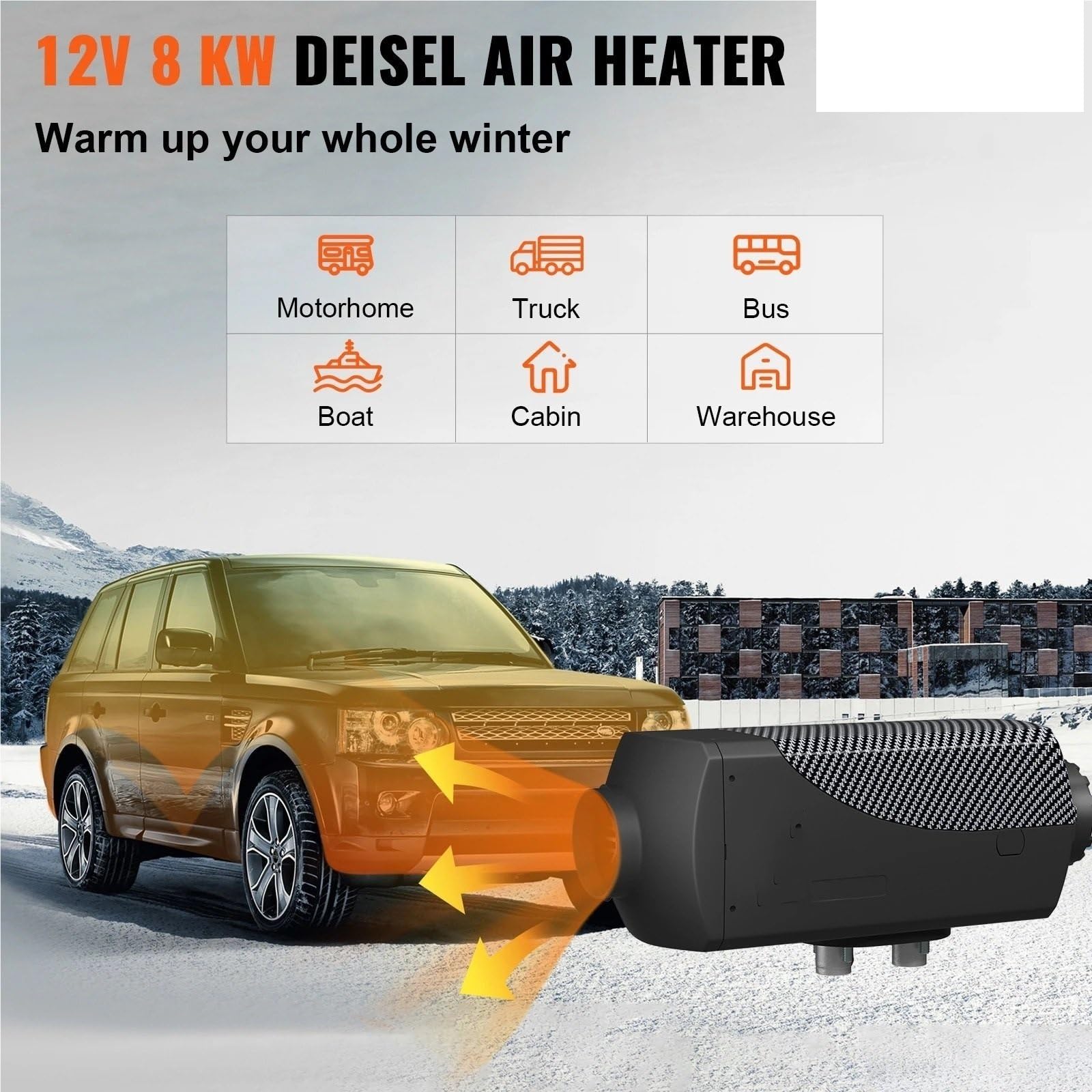 Diesel-Lufterhitzer 8KW Diesel Lufterhitzer Schalldämpfer Dieselheizung 12V Fernbedienung Standheizung mit LCD-Schalter Dieselheizung