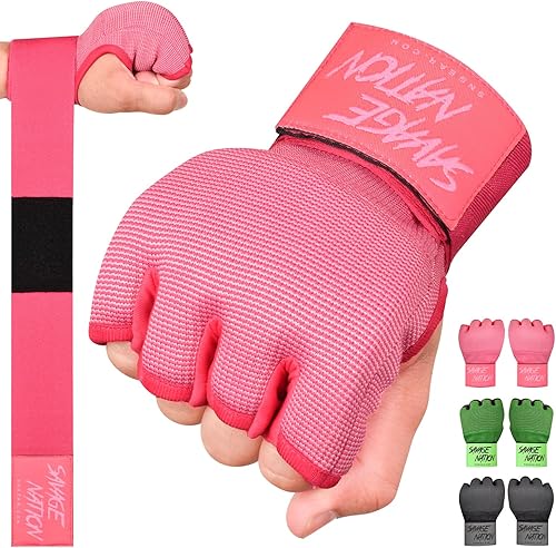 BeSAVAGE Boxing Hand Wraps Inner Gloves for Men & Women Gel Padded MMA Gloves with 80cm Wrist Straps Muay Thai, Kickboxing, Punching, Training