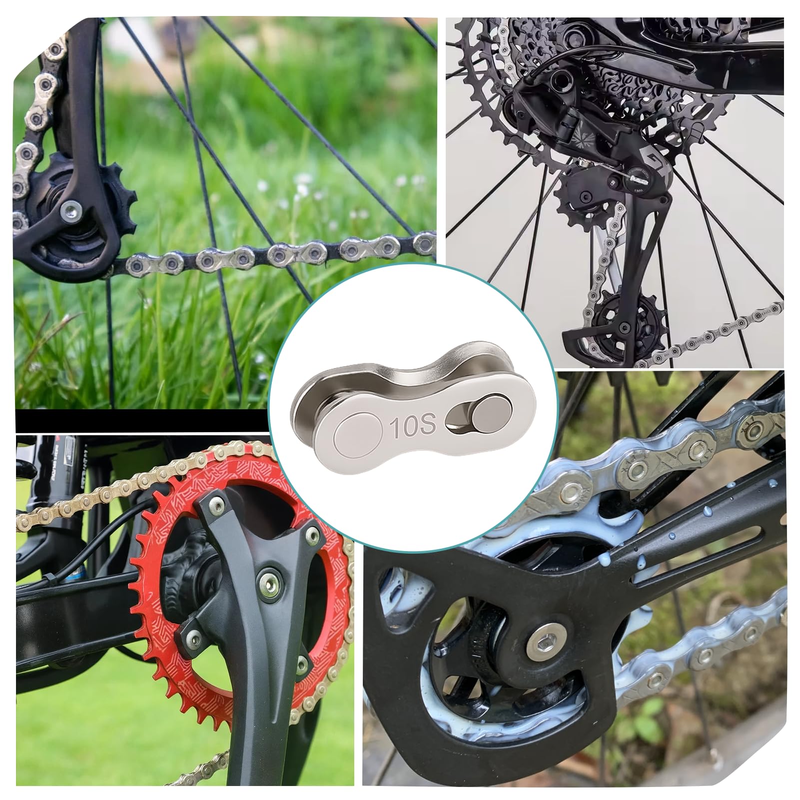 Menibeuty Lot de 10 Paires Maillon Rapide 10 Vitesses pour Chaîne de Vélo, Acier Robuste pour VTT et Vélo de Route, Argent