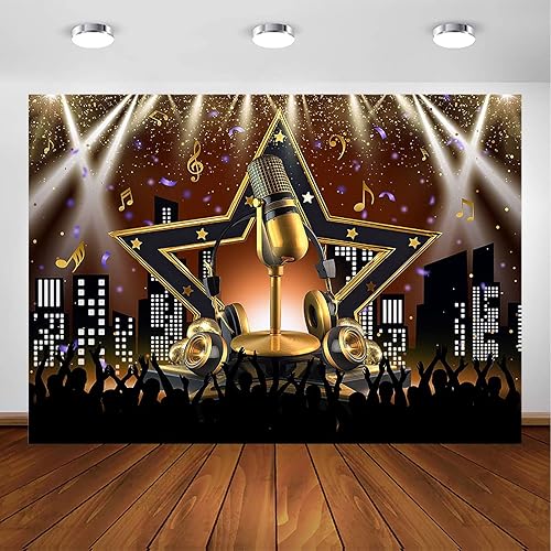 Avezano Telón de fondo para fiesta de karaoke, decoración de fiesta de vacaciones, fotografía, fondo de espectáculo nocturno, micrófono, tema de