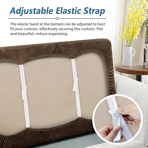 Miniatura 3 de Funda de cojín para sofá con aspecto de cuero, 1 unidad, elástica para sofá de sala de estar, funda de cojín individual para sofá, protector de